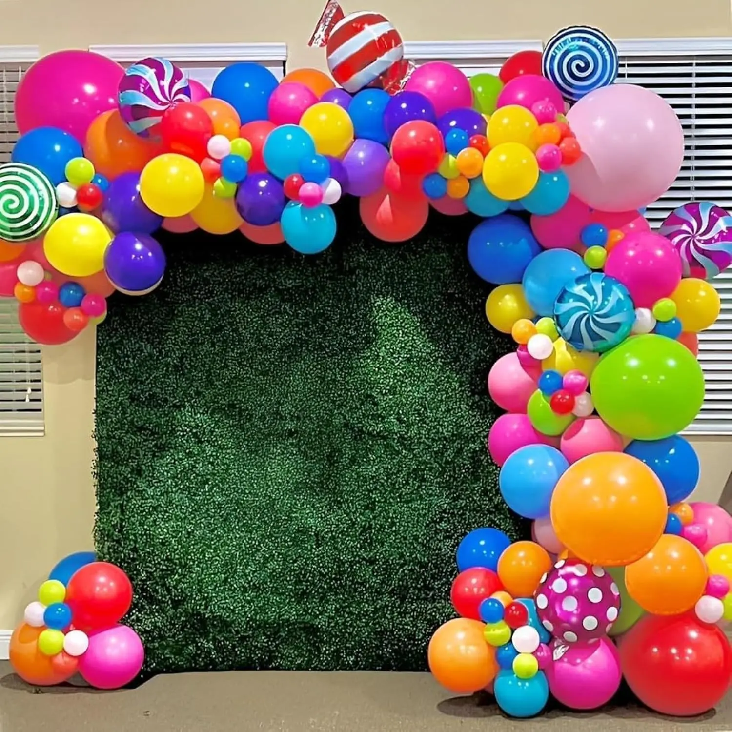 137PCS Candy Rainbow Balloon Garland Kit with Lollipop Balloons for Sweet Birthday Party Decor