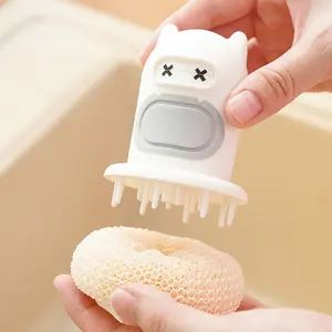 Kitchen pot brush, automatic liquid adding pot brush, Kitchen Brush, Automatic Liquid Filling Comfort Handle Soap pot brush Scrubber, Convenient Pot Scrubber for Manicure, Frying pan cleaning brush, plates, Gentle-on-the-hands cleaning brush