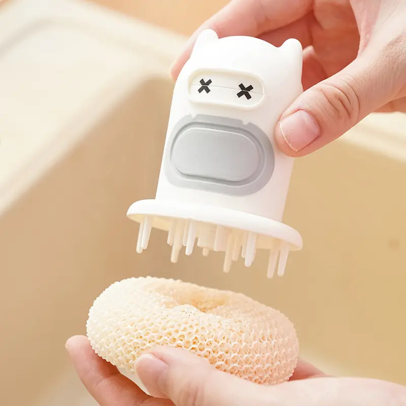 Kitchen pot brush, automatic liquid adding pot brush, Kitchen Brush, Automatic Liquid Filling Comfort Handle Soap pot brush Scrubber, Convenient Pot Scrubber for Manicure, Frying pan cleaning brush, plates, Gentle-on-the-hands cleaning brush