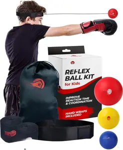 Boxing Reflex Ball for Adults and  - React Reflex Balls on String with Headband, Carry Bag and Hand Wraps - Improve Hand Eye Coordination, Punching Speed, Fight Reaction