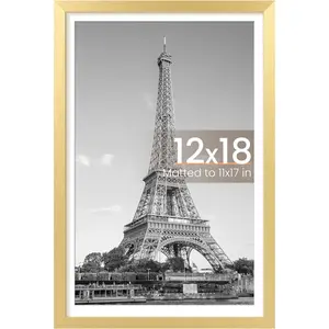Upsimples 12X18 Picture Frame, Display Pictures 11X17 with Mat or 12 X 18 Without, Wall Hanging Poster Frames, Gold, 1 Pack upsimples