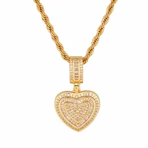 TikTokShopBlackFriday Heart-Shaped Necklace for Women Beating Heart Design Shiny Cubic Zirconia Adjustable 40cm + 5cm Extension Copper Material Gift for Daughter Mother Wife Anniversary Mother's Day Valentine's Day Cuban Link Chain