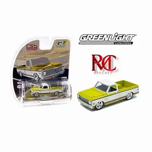 GREENLIGHT 1:64 1972 CHEVROLET C-10 SHORT BED CUSTOM – MUSTARD YELLOW WITH WHITE TWO-TONE – MIJO EXCLUSIVES