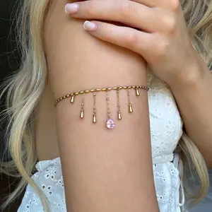 EVRY JEWELS Gold or Silver Plated Women's Golden Drop Arm Chain Gold Bracelet