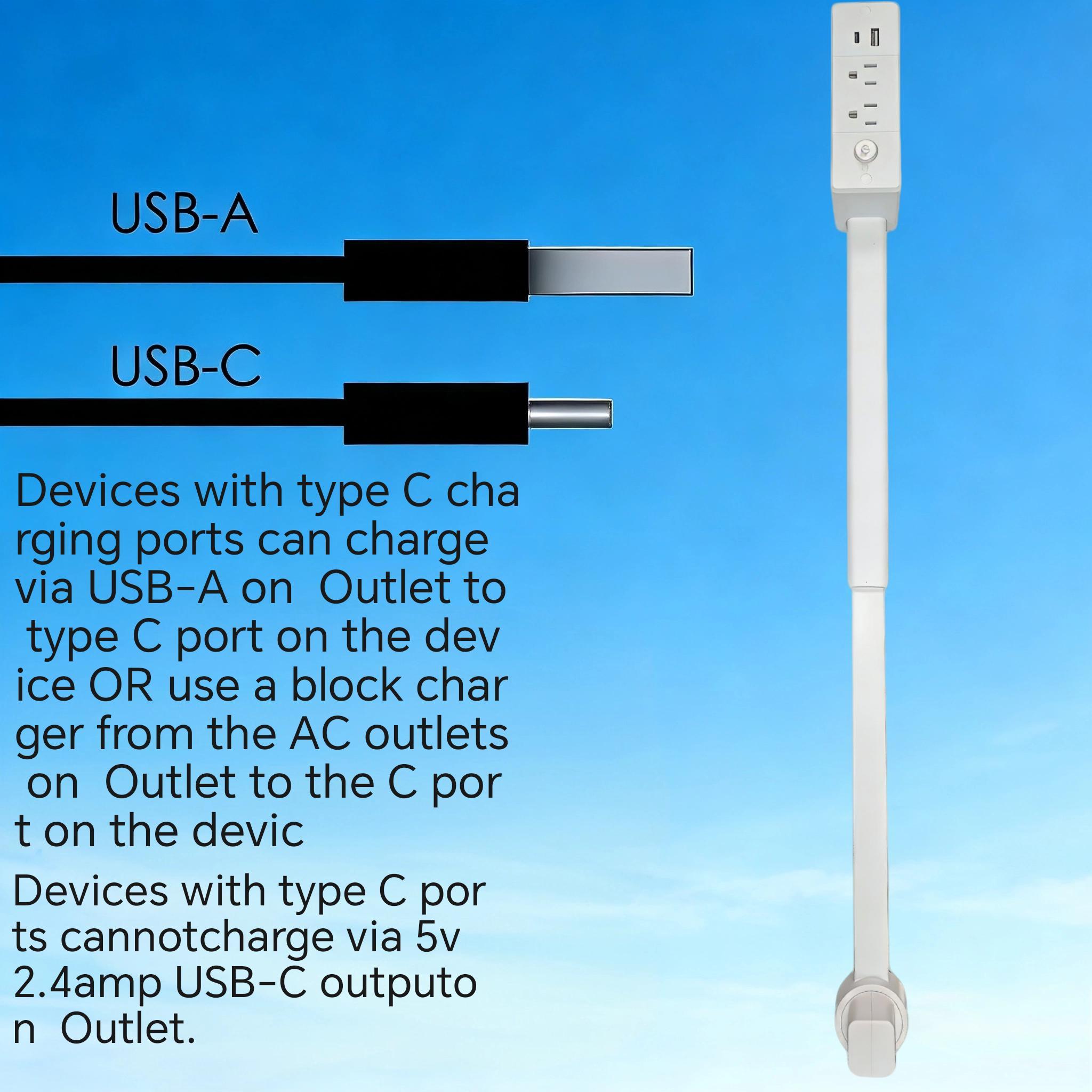 surge protector Outlet Extender Outlet electrical  Mountable Multi Plug Wall Outlet, with USB-A  USB-C & 2 AC, Extendable 22-34" Rotatable 180°  Surge Protector Power Strip,UL-certified power  cord,ideal for behind furniture in home/office