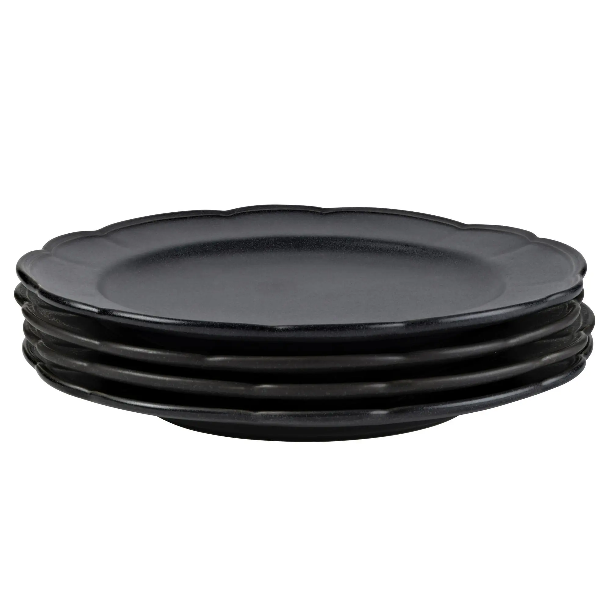 Beautiful Scallops Set of 4 Stoneware Dinner Plates Black by Drew Barrymore