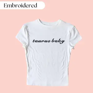 Taurus Baby Embroidered Baby Tee, Taurus Birthday Gift, Taurus Shirt, Birthday Crop Top Birthday Shirt, Birthday Girl Shirt, Taurus Baby Tee Comfort