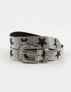 Rhinestone Star Womens Belt, Clear & Multi