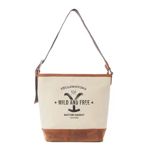 Women's High-Capacity Yellowstone Ivory Dominion Shoulder Bag, Ranch Graphic Design, Adjustable Strap, Casual Style