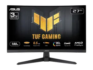 ASUS TUF Gaming 27" 1440P Curved HDR Gaming Monitor (VG27WQ3B) - QHD (2560 x 1440), 180Hz, 0.5ms, 1500R, Extreme Low Motion Blur, FreeSync, 90% DCI-P3, Shadow Boost, DisplayWidget
