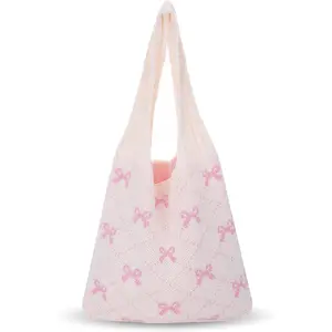 Crochet Tote Bag, Beach Mesh Knitted  Handbags Aesthetic Shopping Casual Travel Foldable Hobo Bags for Women