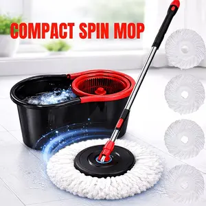 360° Spin Mop & Bucket Set – Effortless Floor Cleaning System with 4 Microfiber Heads, Multi-Color Options