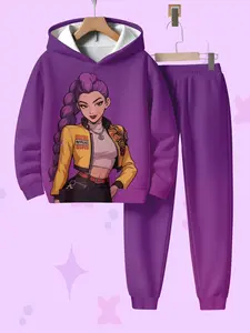 Girls' Gennyvea Knight Spring/fall Hoodie Outfit Set, Casual Fashion, Soft Comfortable Knit Fabric, Trendy Design