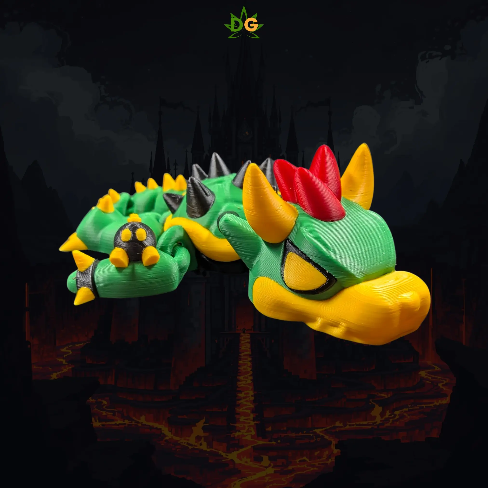 DG Retro Gaming Dragon Turtle Flexi Desk Pet - 3D Printed Plastic Accessory, Indoor Home Decor Statue & Figurine for 4th of July, Back to School