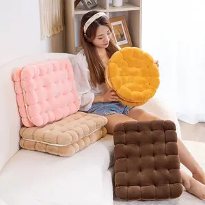 Creative Simulation Biscuits Shaped Plush Pillow Round Square Cookie Lifelike Food Snack Sandwich Biscuits Cushion Good Quality