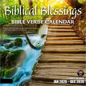 Christian Wall Calendar 2026 | Biblical Blessings with  Verses | 12 Month | 12" x 24" Open | Thick & Sturdy Paper | Giftable| Inspirational Religious Scripture Christian Calendar 2026