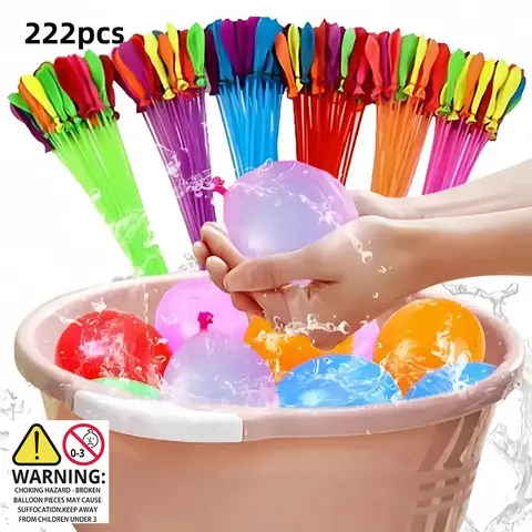 Colorful Water Balloon Set, 222PCS/Set, Rubber Material, Swimming Pool Party Supplies, Party Favors, Water Balloon Games, Fun Water Playset