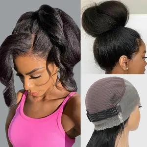250 Density Kinky Straight 360 Full Lace Front Wigs Brazilian Pre Cut 360 Glueless Wig Human Hair 30 32 Inches Invisi Strap 360 HD Lace Frontal Wig Kinky Straight Human Hair Glueless Wig High Density Preplucked TikTokShop SummerVibes