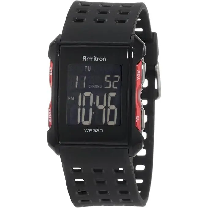Armitron Sport Chronograph Black and Red Digital Mens Watch 40-8177RED