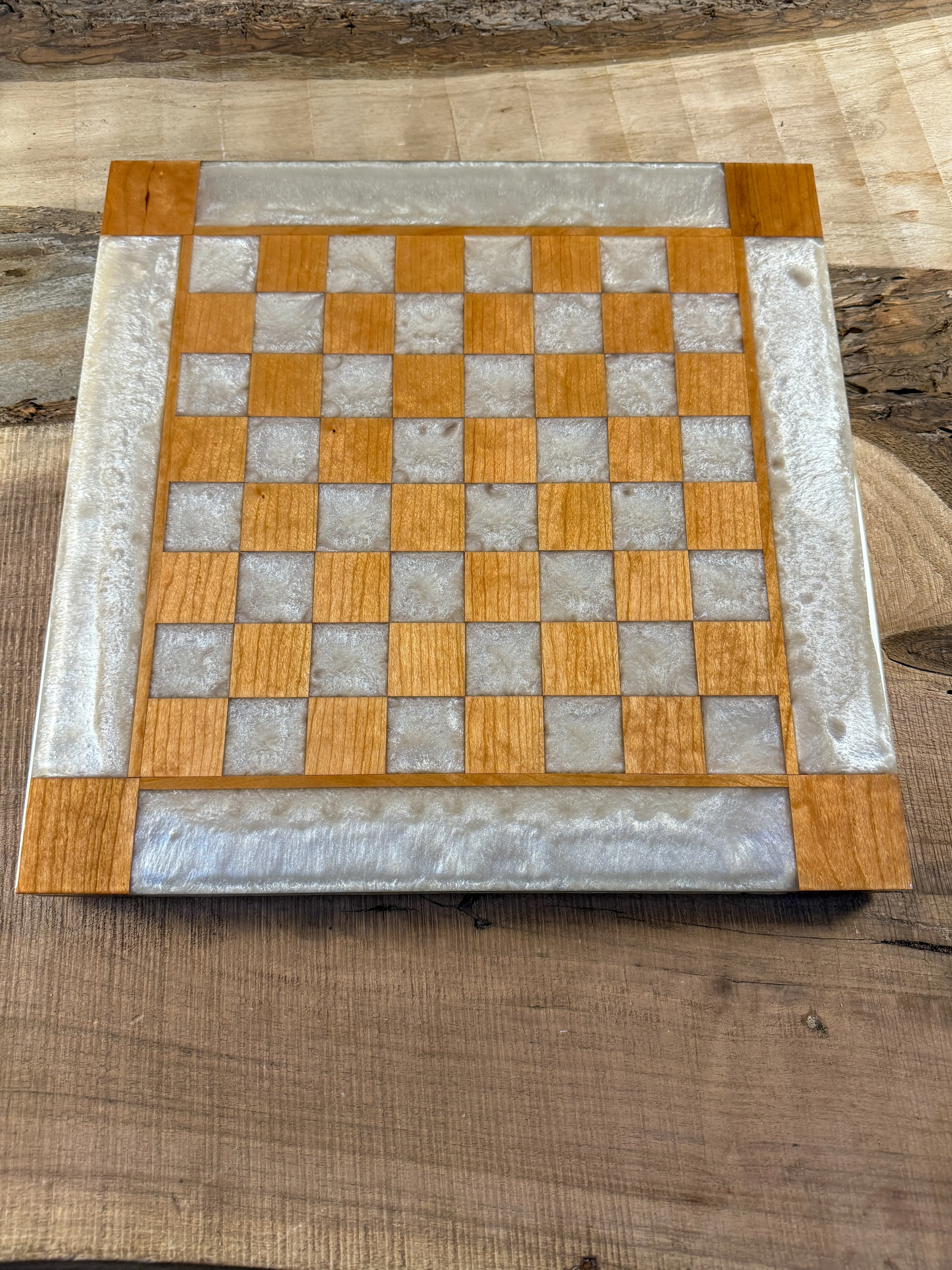 Pearl White Cherry Wood Chess/Checker Board Pearl White Cherry Wood Chess/Checker Board