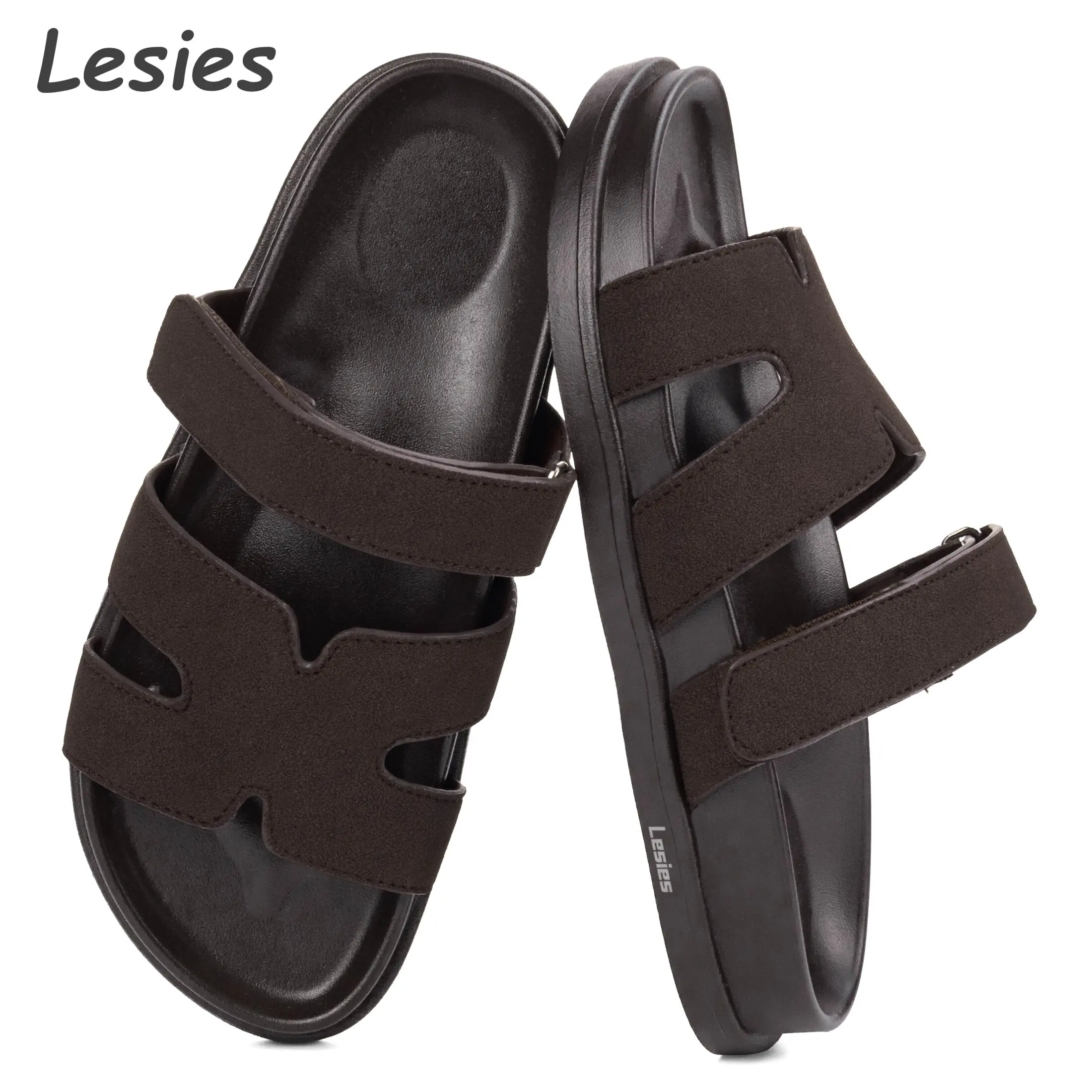 Leather Sandals for Women Footwear- Non-Slip and Water - Stylish Womens Sandals with Plush & Soft Insole -Resistant Beach Sandals Slides for Women