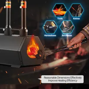 VEVOR Portable Propane Forge, 1-3 Burners, 2600℉ Tool and Knife Making Blacksmithing Farrier Forge, Large Capacity Hexagon, Cold-Rolled Steel Gas Forging Tools and Equipment, Use for Metal Forging