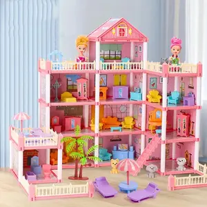 [Princess Dream Castle Dollhouse] 1pc Interactive Princess Dream Castle Dollhouse - ABS Resin Construction, Furniture and Accessories, Ideal for Ages 3-6, Perfect Christmas or Birthday Gift