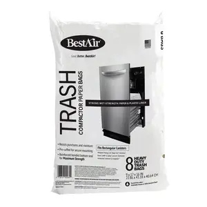 BestAir 10 gal Compactor Bags Flat Top 8 pk (Pack of 3)