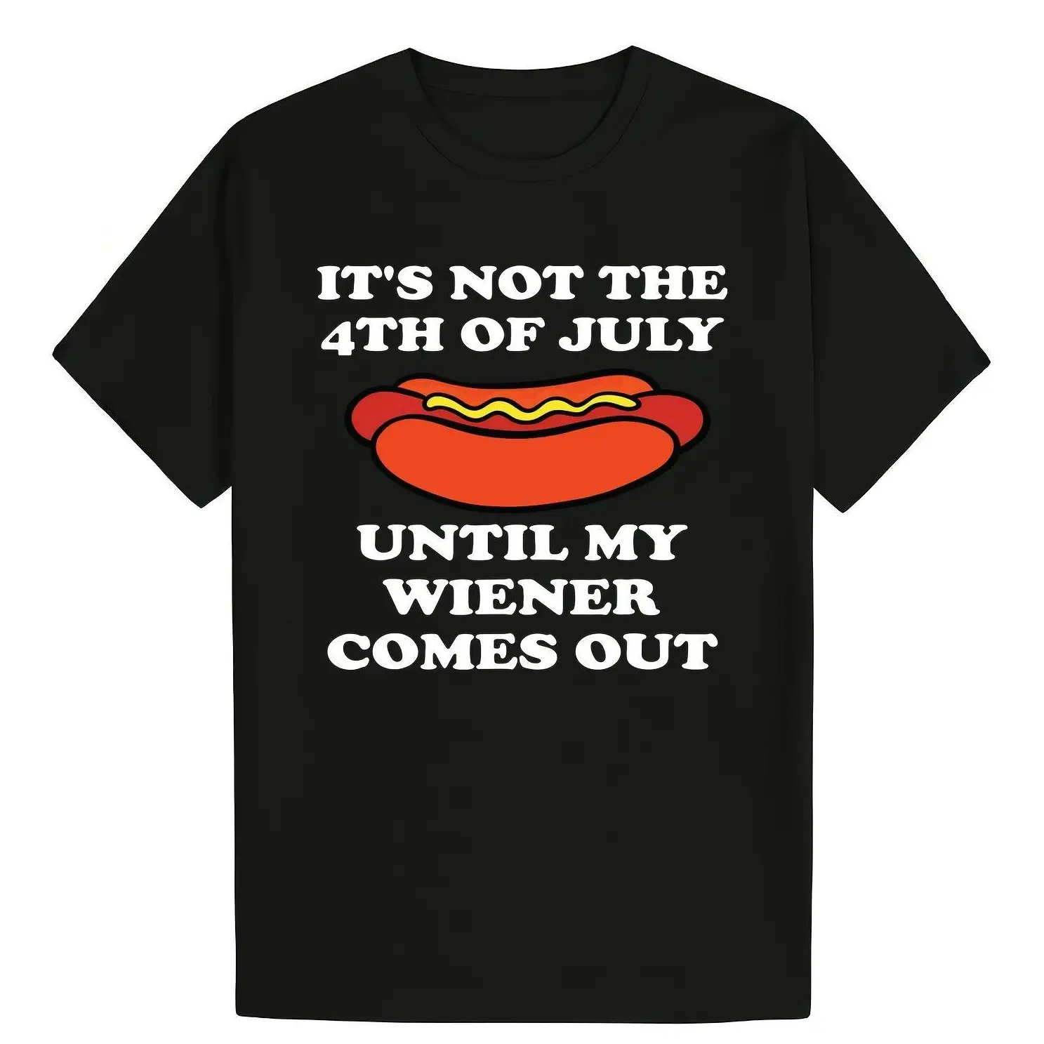 Cotton Short Sleeve Funny 4th of July "Wiener Comes Out" Humor Print Shirts,Breathable Oversized Crewneck Tops,Daily Wear Tee For Men Women - graphic