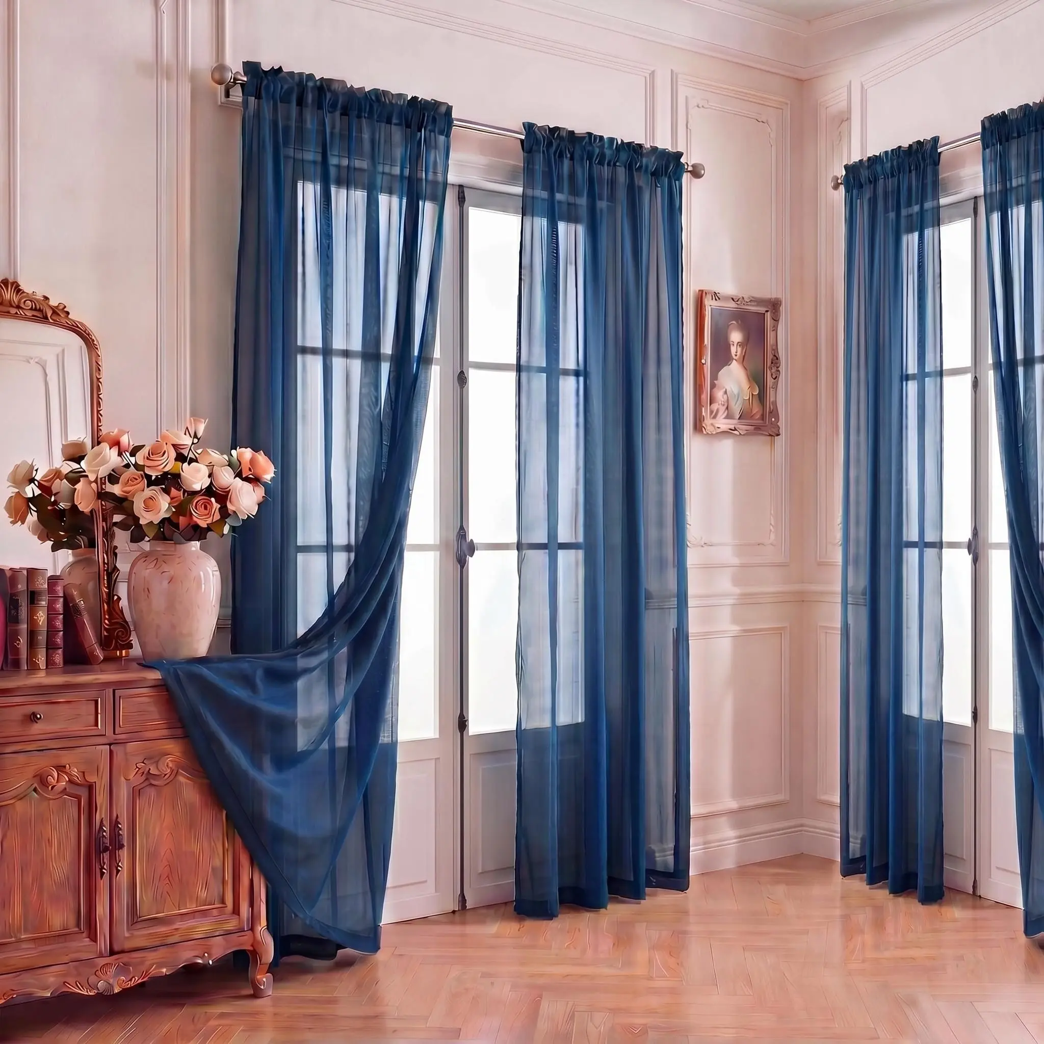 4 Pcs Solid Color Full Dolly Fabric, 52x90 inch Rod Pocket Curtains, Soft Lightweight Window Drapes for Bedroom, Living Room & Home Decor FT2522 curtains for bedroom