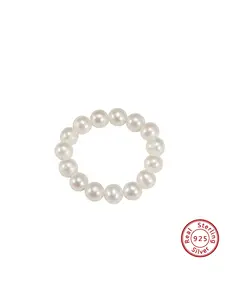 Natural Freshwater Pearl Ring for Women, Genuine Pearl, Simple Daily Wear, Elastic Pearl Finger Ring, Unique Style, Comfortable Fit, Fashion Rings