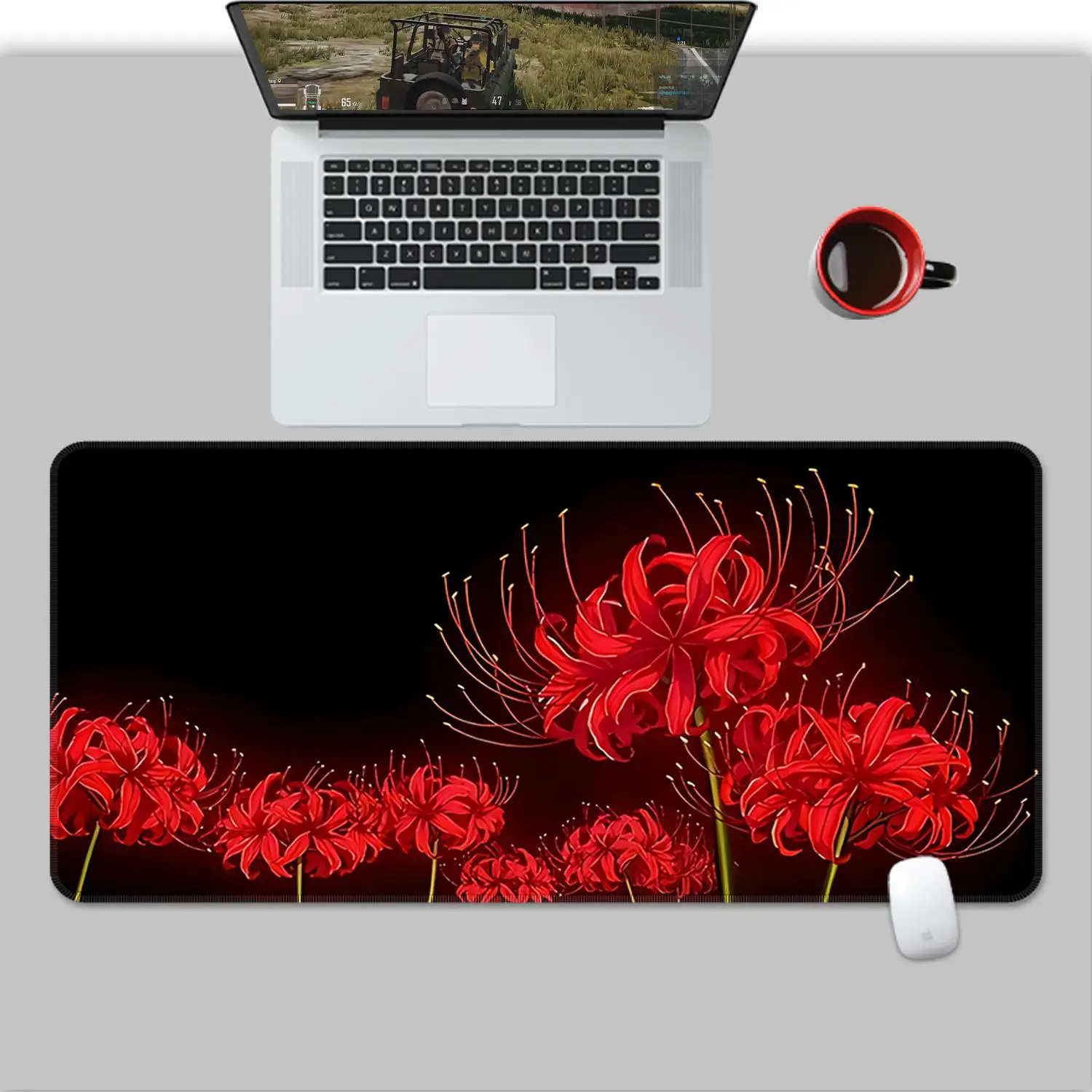 Flower Pattern Waterproof Mouse Pad, 1 Count Rectangle Non-slip Rubber Gaming Mouse Pad, Universal Office Desk Keyboard Mat for Home Office