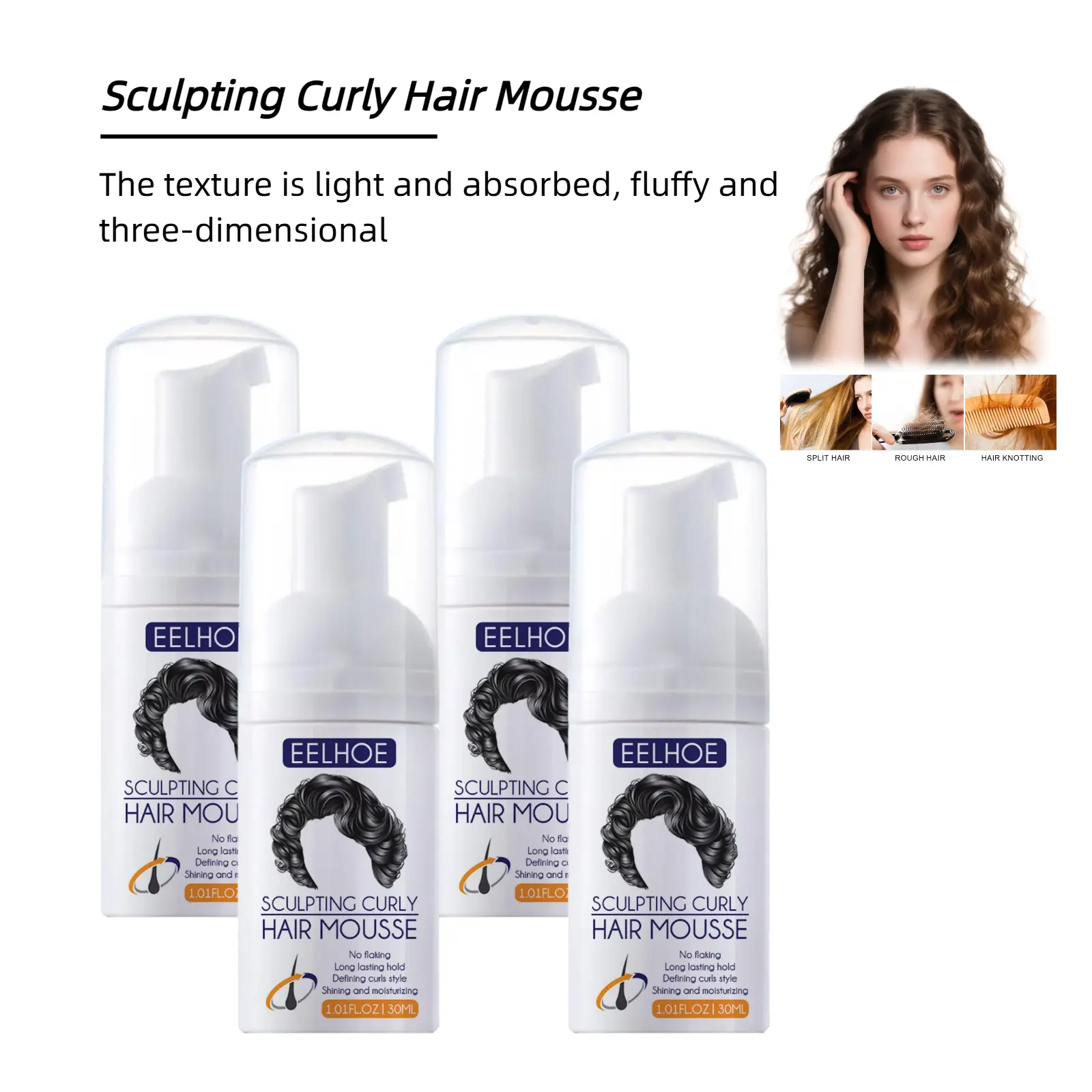 EELHOE Sculpting Curly Hair Mousse - 30ml Lightweight Formula with Castor Oil Extracts for Natural Curls & Wavy Hair Types - No Crunchy Residue, Long-Lasting Hold, Acrylic Peeling Moisturizer Gel Haircare tiktok shop coupons， hair booster rescue