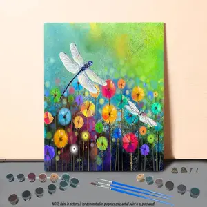 Dragonfly & Flowers Pattern DIY Painting By Numbers Kit, 1 Set DIY Paint By Numbers Kit without Frame, Wall Art Decoration for Home Living Room Bedroom