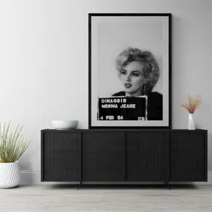 Marilyn Monroe Wall Art Mug Shot, Black And White- Large Print Wall Decor, Print Poster No Frame