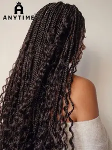 Anytime Wigs Women’s 32-Inch Long Curly Synthetic Lace Front Braided Wig, Breathable for Summer, Natural Volume Hair (No Bangs), for Women & Girls, Stylish Wigs for Everyday Summer Wear, Cosplay & Costume Party Use, Synthetic Fiber Wigs