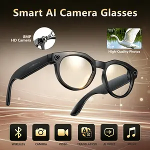Multifunctional Smart AI Camera Glasses with 8MP Camera, Photochromic Lenses, Built-in Smart Voice Assistant, 160+ Languages Real-Time Translation, Bluetooth, Video Recording,  Adjustment, Hands-Free Photo &  Recording for Travel . Wearable Wireless
