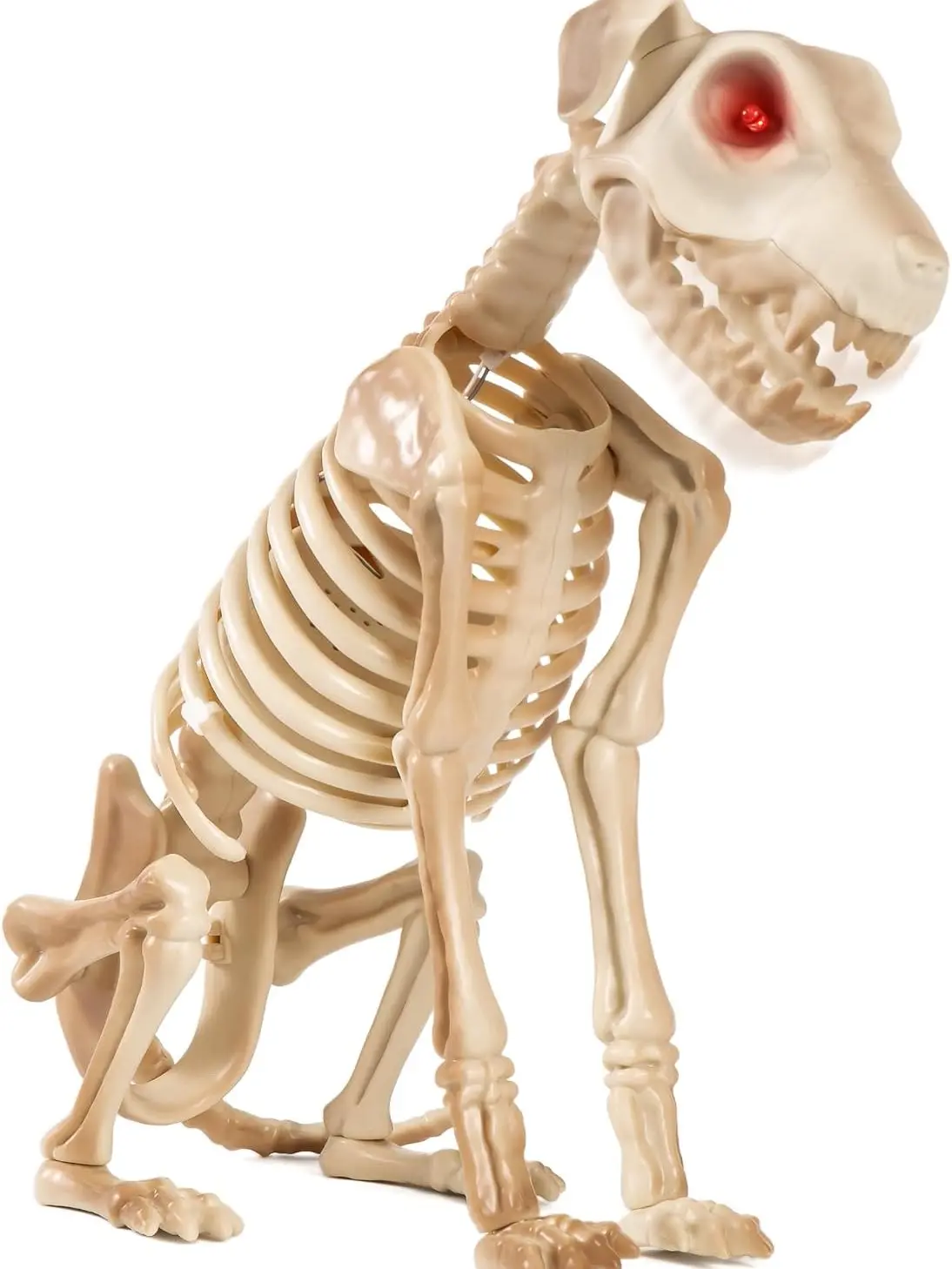 Halloween Animatronics 15" Skeleton Dog, Realistic Skull Animal Puppy Bones Decor with Sound Activation, Creepy Sound, Move Jaw, Light Up Eyes, Haunted Spooky Horror Prop for Indoor, Outdoor