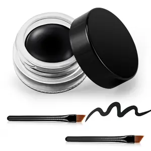 Red Gel Eyeliner, Waterproof Long Lasting Cream Eyeliner Gel Pot, High-Intensity Pigments Smudge-Proof Eye Liner Makeup, Water-Resistant Eyeliner with 2PCS Brushes 12# Red