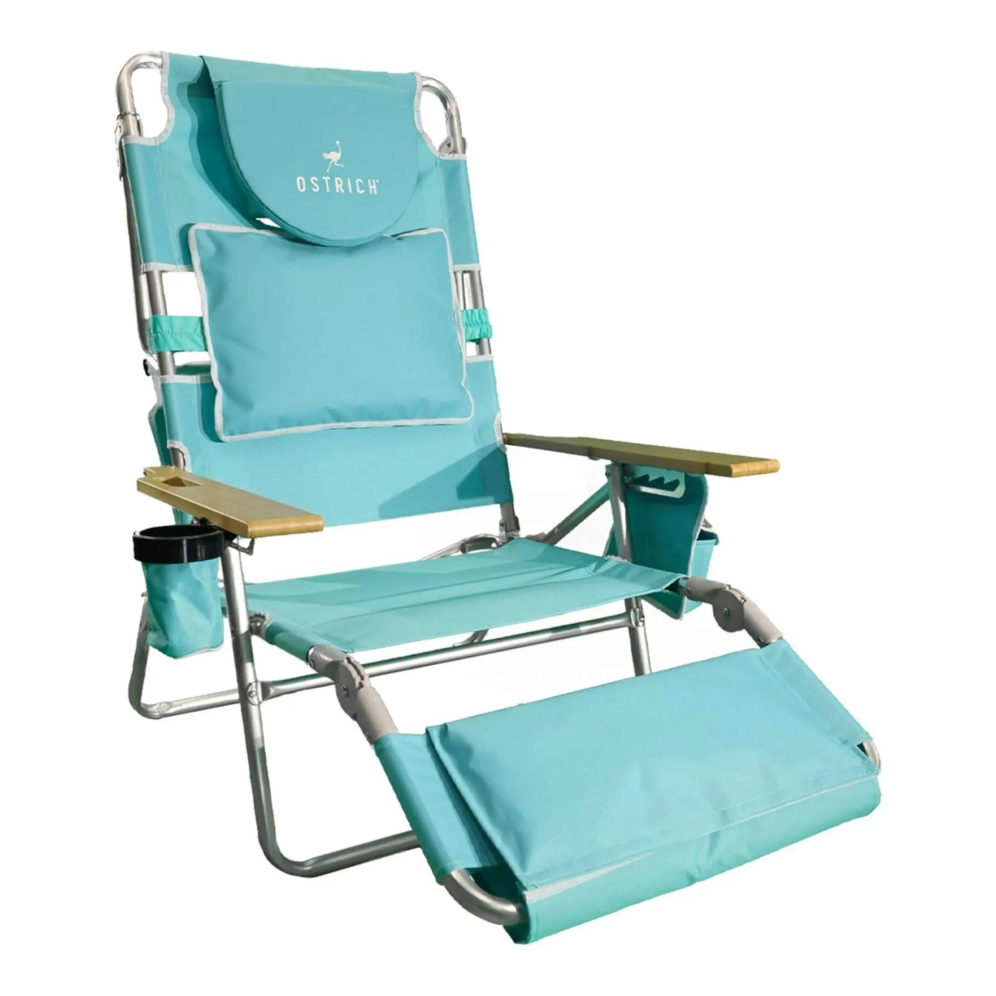 Ostrich The Deluxe 3N1 Lightweight Outdoor Beach Lounge Chair w/ Footrest, Aqua Ostrich The Deluxe 3N1 Lightweight Outdoor Beach Lounge Chair w/ Footrest, Aqua