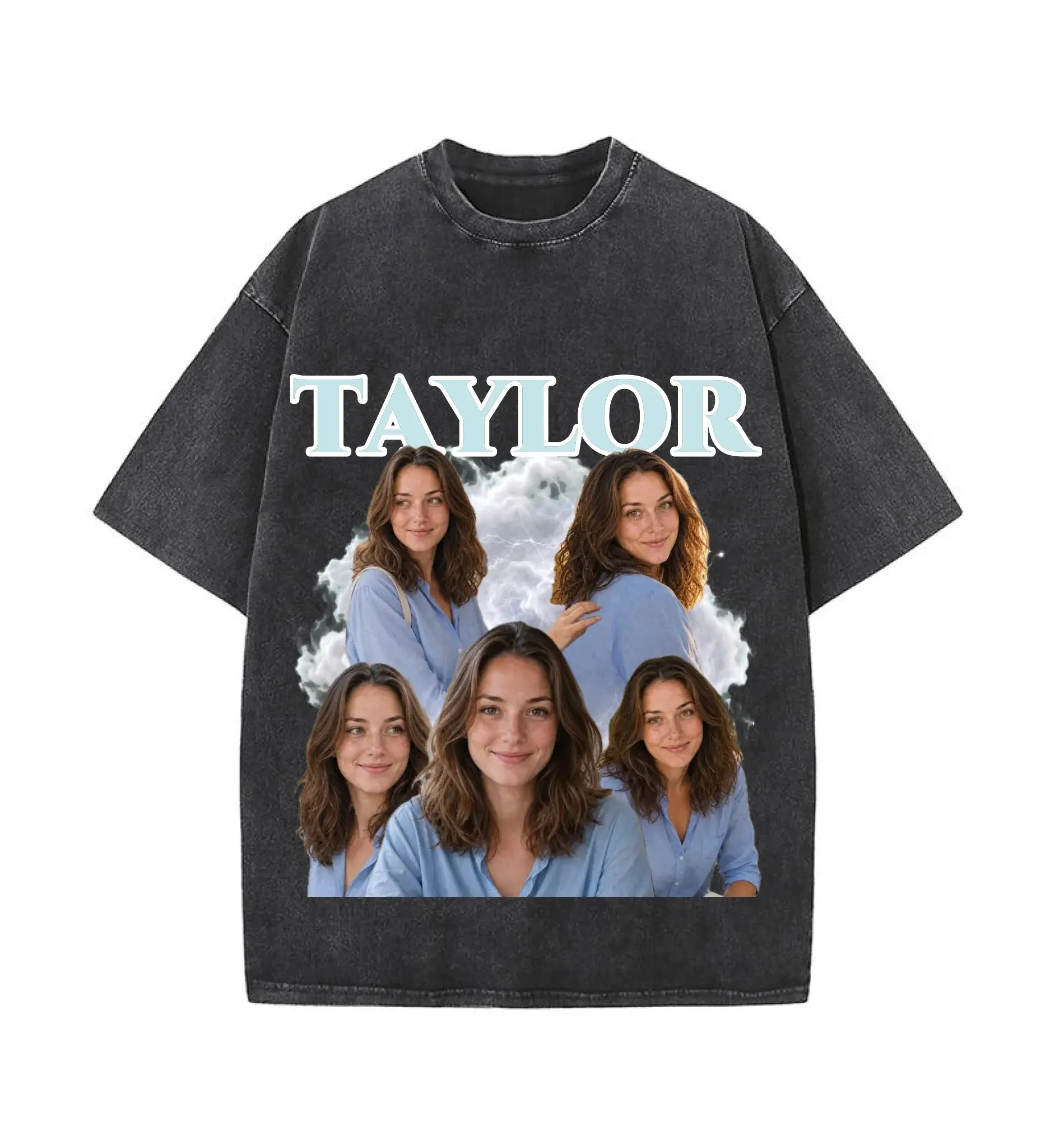 8.0oz Heavyweight Oversized Short Sleeve Face Personalized 90s Vintage Bootleg T-Shirts Casual graphic tees