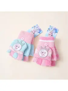 New half-finger flip-top gloves for women, warm winter student writing gloves with exposed fingers, knitted gloves
