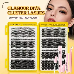Multiple Styles False Eyelashes, Volume Cluster Lashes, D Curl Mixed Length, Dense Solid Form, Professional and Beginner Friendly, Easy Home Use, Recyclable