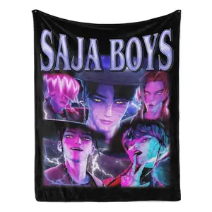 KPop Demon Hunters Saja Boys Blanket, Lightning & Neon Aesthetic Throw, Ultra Soft Home Decor 30x40 40x50 50x60 60x80inch