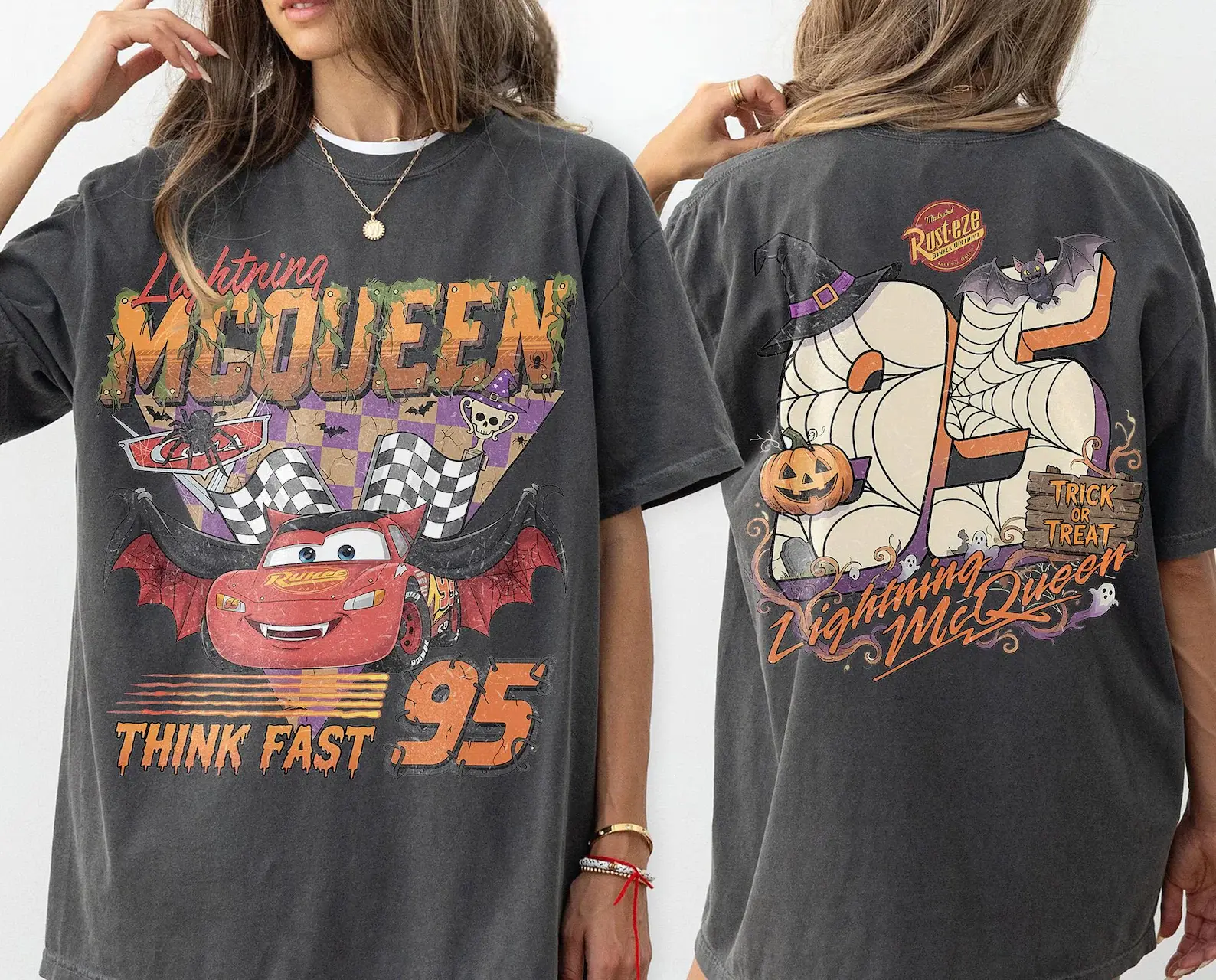 Retro WDW Cars Halloween 2-Sided Shirt, WDW Cars Land Spooky Racing Tee, Maickey Not So Scary Party