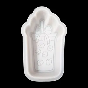 Iced Coffee with Bow  Freshies  Mold - Air Freshie - Aroma Bead Freshener - Badge Shape Candle Soap Mould - Oven Safe