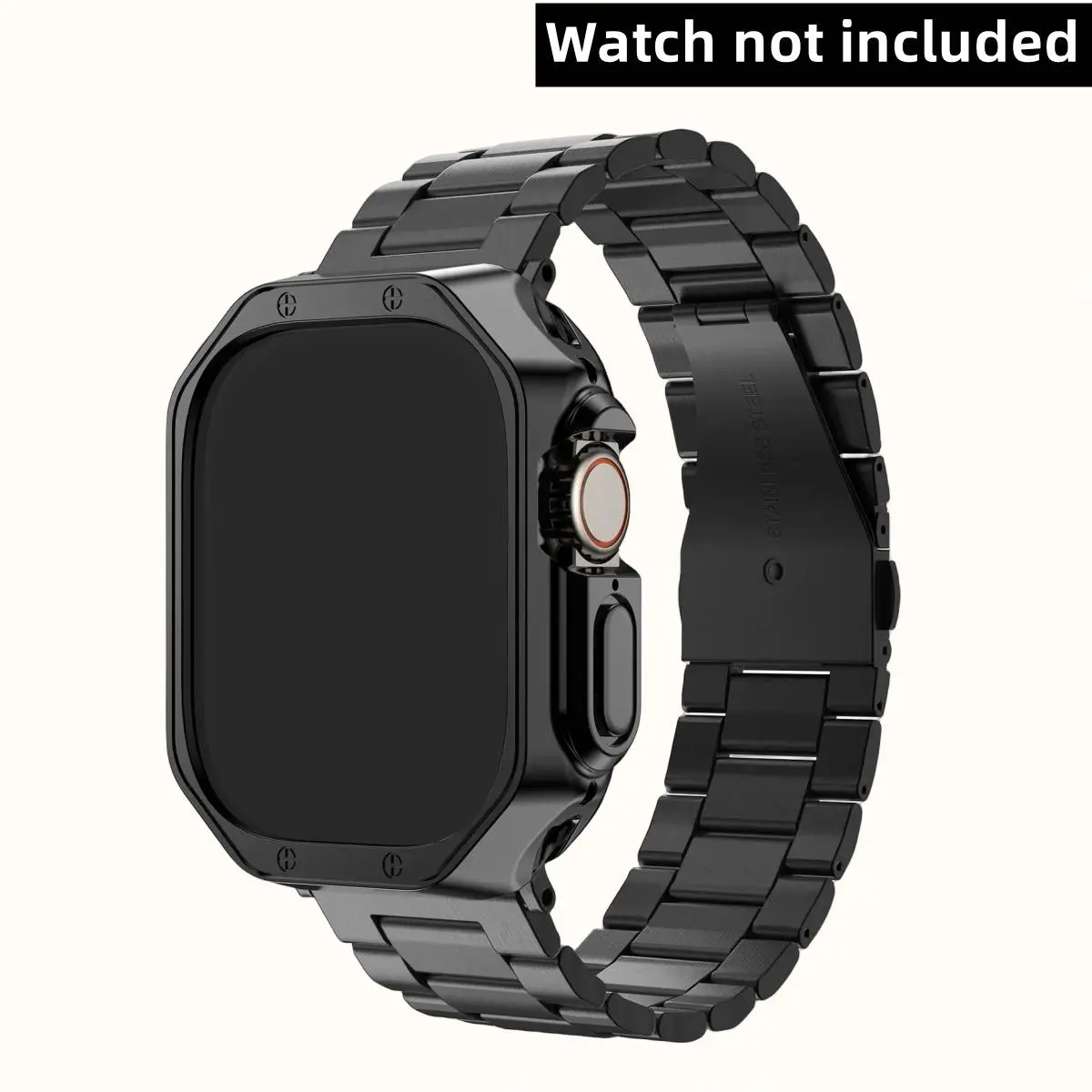 Smartwatch Band with Case for Apple Watch, 1 Count Stainless Steel Smartwatches Band with TPU Cover, Stylish Replacement Smart Watches Band Compatible with iWatch Ultra 9 8 7 6 5 4 3 2 1 SE SE2, Wearable Accessories, Electronics Accessories