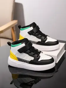 2026 Children High-Top Sports Skate Shoes, Fashion Versatile, Velcro Closure Design, Kids' Trendy Skateboarding Shoes, School Sport Sneakers