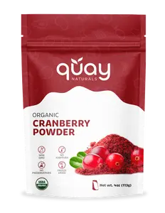 QUAY NATURALS Organic Cranberry Juice Powder - All Natural Supplement, Edible, Fitness, Vitamin, Non-GMO, No Additives, Freeze Dried, 4oz