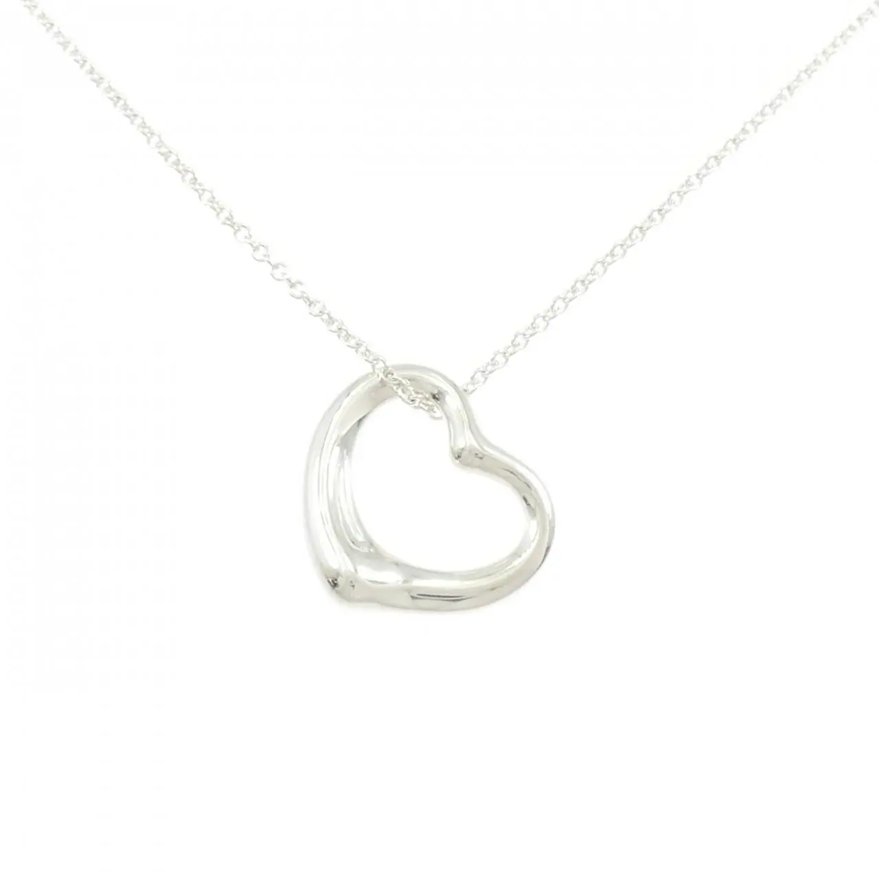 Pre-owned Tiffany & Co. Sterling Silver 925 (Ag925) Small Leather Goods Tiffany Open Heart 925 Silver Necklace